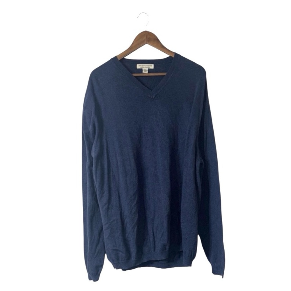 Pronto Uomo Cotton Cashmere Navy Blue V-Neck Sweater Size XLT